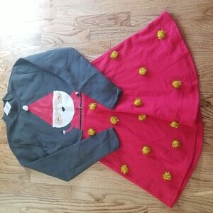 (S) NWT Mighty Fine Fit & Flare Santa Graphic Holiday Dress Art Deco Festive